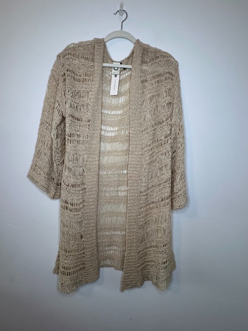 NWT Anthropologie Akemi + Kin Net Open Front Knit Cardigan Boho Beachy Size ALL